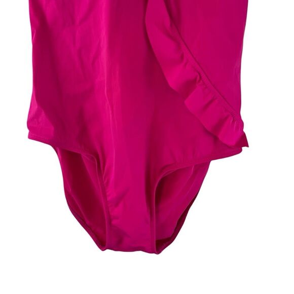 Assets Spanx Glamour Ruffle One Piece Swimsuit Fuchsia Berry Pink, Size XL - Picture 3 of 7